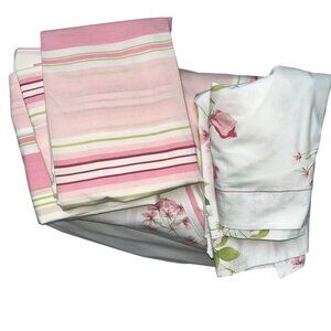 Aude de Balmy Paris France STUNNING pink green Queen duvet pillow cases set of 5